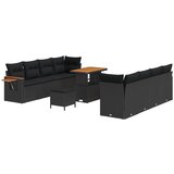 vidaXL 11-dijelni set vrtnih sofa s jastučićima crni poli ratan akacija, 3-dijelni set blagovaonica za vrt s jastučićima crni poli ratan akacija Cijene