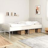 Maison Chic Kovinski Posteljni okvir - Dvoposteljna postelja - Zakonska postelja z vzglavjem in vznožjem bel 150x200 cm, (21695765) | Shoptok.si
