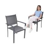  Saska Garden set od 2 vrtne stolice Textilene 57 × 57 × 88 cm – sive | shoptok.hr