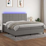  Box spring postelja z vzmetnico LED temno siva 200x200 cm blago, (20761072) Cene