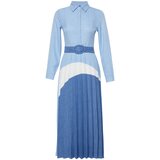 Trendyol Blue Color Blocked Woven Shirt Dress | shoptok.hr