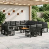  Set vanjskih sofa 14 kom. Crna i tamno siva Poliester | shoptok.hr