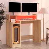 vidaXL Pisalna miza z LED lučmi sonoma hrast 97x45x90 cm kons. les | Shoptok.si