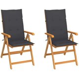 Vrtni stoli 2 kosa z antracitnimi blazinami trdna tikovina, (20658210) | Shoptok.si