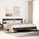 Metalni Kovinski posteljni okvir brez vzmetnice dimljen hrast 193x203cm, (21611137) Cene