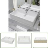 The Living Store Umivalnik z odprtino za armaturo bela keramika 60,5x42,5x14,5cm - Umivalnik, (21744774) | Shoptok.si