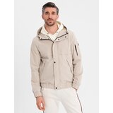 Ombre Functional men's transitional jacket with hood - beige | shoptok.hr