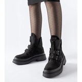 Gemre Black platform ankle boots Glen with buckles | Shoptok.si