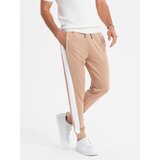Ombre Men's sweatpants joggers with contrasting stripes - beige | Shoptok.si