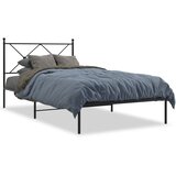  Metalni okvir za krevet s uzglavljem crni 107x203 cm | shoptok.hr