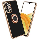 Cadorabo Samsung v sijajnem črni barvi - Zlato z obročem silikonski/TPU ovitek z zaščito pred kamero in držalom za magnetni avtomobil, (20595213) | Shoptok.si