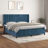  Box spring postelja z vzmetnico temno modra 200x200 cm žamet Cene