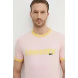 Lacoste Bombažna kratka majica moški, roza barva