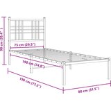  Metalni okvir kreveta uzglavlje i podnožje crni 75x190 cm | shoptok.hr