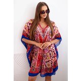 Kesi Włoski Women's beach poncho with V-neckline burgundy | shoptok.hr
