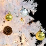 vidaXL umjetno božićno drvce s kuglicama i led svjetlima bijelo 210 cm | shoptok.hr
