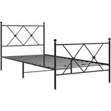  Metalni okvir kreveta uzglavlje i podnožje crni 90x190 cm | shoptok.hr