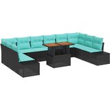 vidaXL Vrtni set za objed 11 kom. 10-Broj sjedala Crna i Plavozelena - Crna | shoptok.hr