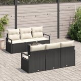 vidaXL set od 7 komada vrtnog kauča s jastučićima crni poli ratan | shoptok.hr