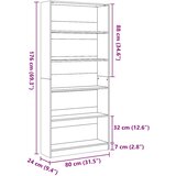  Regal za knjige boja starog drva 80x24x176 cm drveni | shoptok.hr