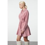 Trendyol Burgundy Striped Belted Mini Woven Shirt Dress | ePonuda.com
