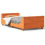 vidaXL Posteljni okvir brez vzmetnice voščeno rjav 90x190 cm borovina | Shoptok.si