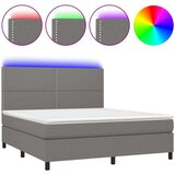 Box spring postelja z vzmetnico LED temno siva 160x200 cm blago, (20930057) | Shoptok.si