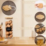 AOOTE 3x stekleni kozarci 1000 ml z bambusovimi pokrovi | Shoptok.si