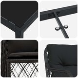 vidaXL 3-delni vrtni jedilni set z blazinami Črn poli ratan | Shoptok.si