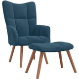  Stolica za opuštanje s osloncem za noge plava baršunasta | shoptok.hr
