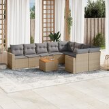 vidaXL 10-dijelni set vrtnih sofa s jastucima bež od poliratana | shoptok.hr