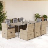 vidaXL 9-dijelni vrtni blagovaonski set od poliratana s jastucima bež | shoptok.hr