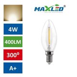 MAX-LED LED žarnica - sijalka E14 4W (35W) fillament toplo bela 3000K | Shoptok.si
