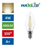 MAX-LED LED žarnica - sijalka E14 4W (35W) fillament toplo bela 3000K