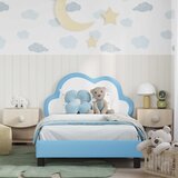  Krevetna konstrukcija s uzglavljem Plava 90 x 200 cm PU | shoptok.hr