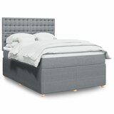 vidaXL Box spring postelja z vzmetnico svetlo siva 160x200 cm žamet | Shoptok.si
