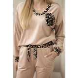 Kesi Włoski Velour set with a decorative brooch dark beige | Shoptok.si