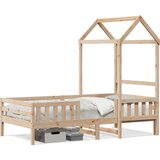 Maison Chic Posteljni okvir - Enojna postelja - Postelja za odrasle s streho 100x200 cm trdna borovina, (21693564) Cene