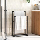 Samostojeći stalak za ručnike crni 48 x 24 x 78,5 cm željezni | Eponuda.com