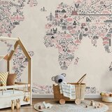  Foto tapeta - Map With Icons - Cartoon Representation of the World in Pastel Colours 200x140 Vodootporna | shoptok.hr