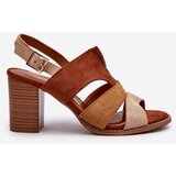EVENTO PE1 Women's sandals in faux suede on a block heel brown Qutima | Eponuda.ba