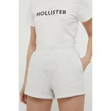 Hollister Co. Kratke hlače za žene, boja: siva, melanž, visoki struk