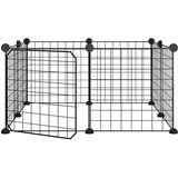  Kavez za ljubimce s 8 panela i vratima crni 35 x 35 cm čelični | shoptok.hr