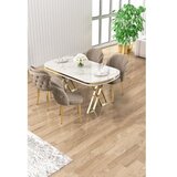 Hanah home Set trpezarijskog stola i stolica (5 delova) Zae White Marble Gold Cappuccino | Eponuda.com