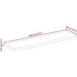 Stolna Mizna plošča z naravnim robom 120x20x3,8 cm trden mangov les, (21411739) | Shoptok.si