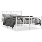 vidaXL Kovinski posteljni okvir z vzglavjem in vznožjem bel 135x190 cm | Shoptok.si