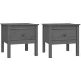 The Living Store Stranske mizice 2 kosa sive 50x50x49 cm trdna borovina - Stranska Mizica, (21420557) | Shoptok.si