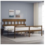 vidaXL Posteljni okvir z vzglavjem medeno rjav 200x200 cm tr | Shoptok.si