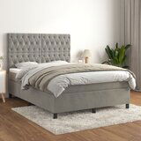 The Living Store Box spring postelja z vzmetnico svetlo siva 140x200 cm žamet - Box Spring Postelja, (21493000) | Shoptok.si