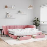 vidaXL Izvlečna dnevna postelja s predali roza 90x200 cm žamet Cene